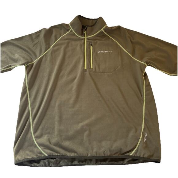 Eddie Bauer Men’s XL Fleece Lined Free Heat Green 1/4 Zip Shirt Thumb Holes - Picture 4 of 16